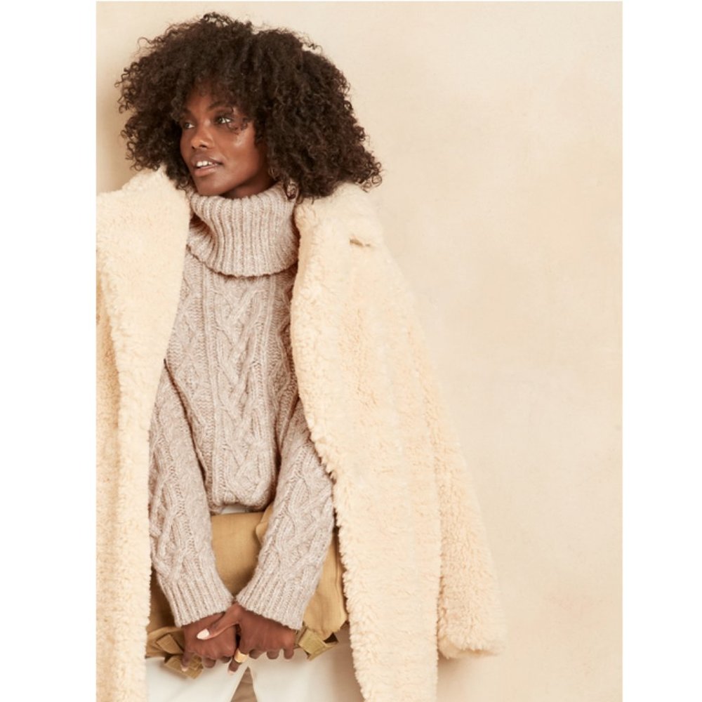 BANANA REPUBLIC Fisherman Cable Turtleneck Sweater Sz XS